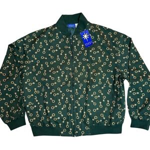 Vintage Oversized Boxy Bomber Jacket Equestrian Chain NWT Medium 90's Streetwear